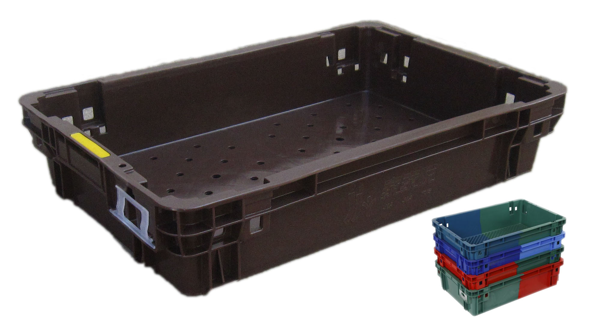 319號(hào)-1顛倒可堆式雙色塑料筐（圓眼）